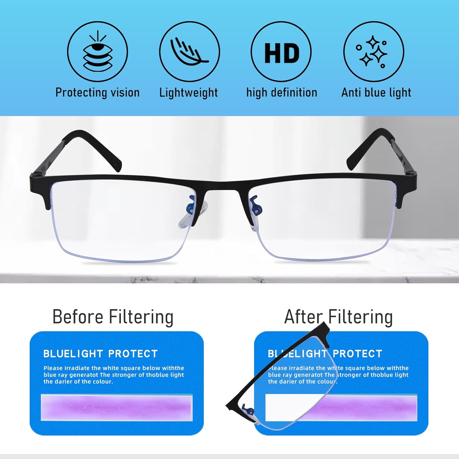 Silver Shungite Blue Light Glasses - Image 2