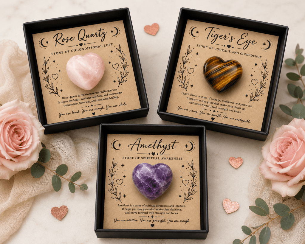 Polished Crystal Heart Gift Set