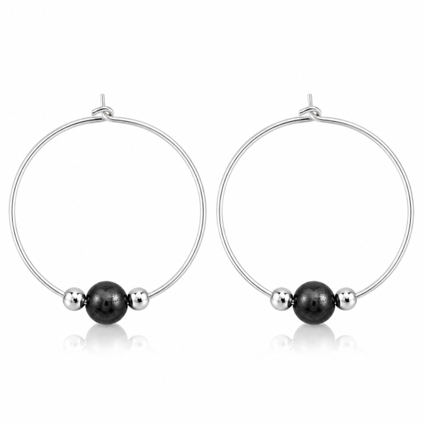 Cosmic Silver Shungite Hoop Earrings